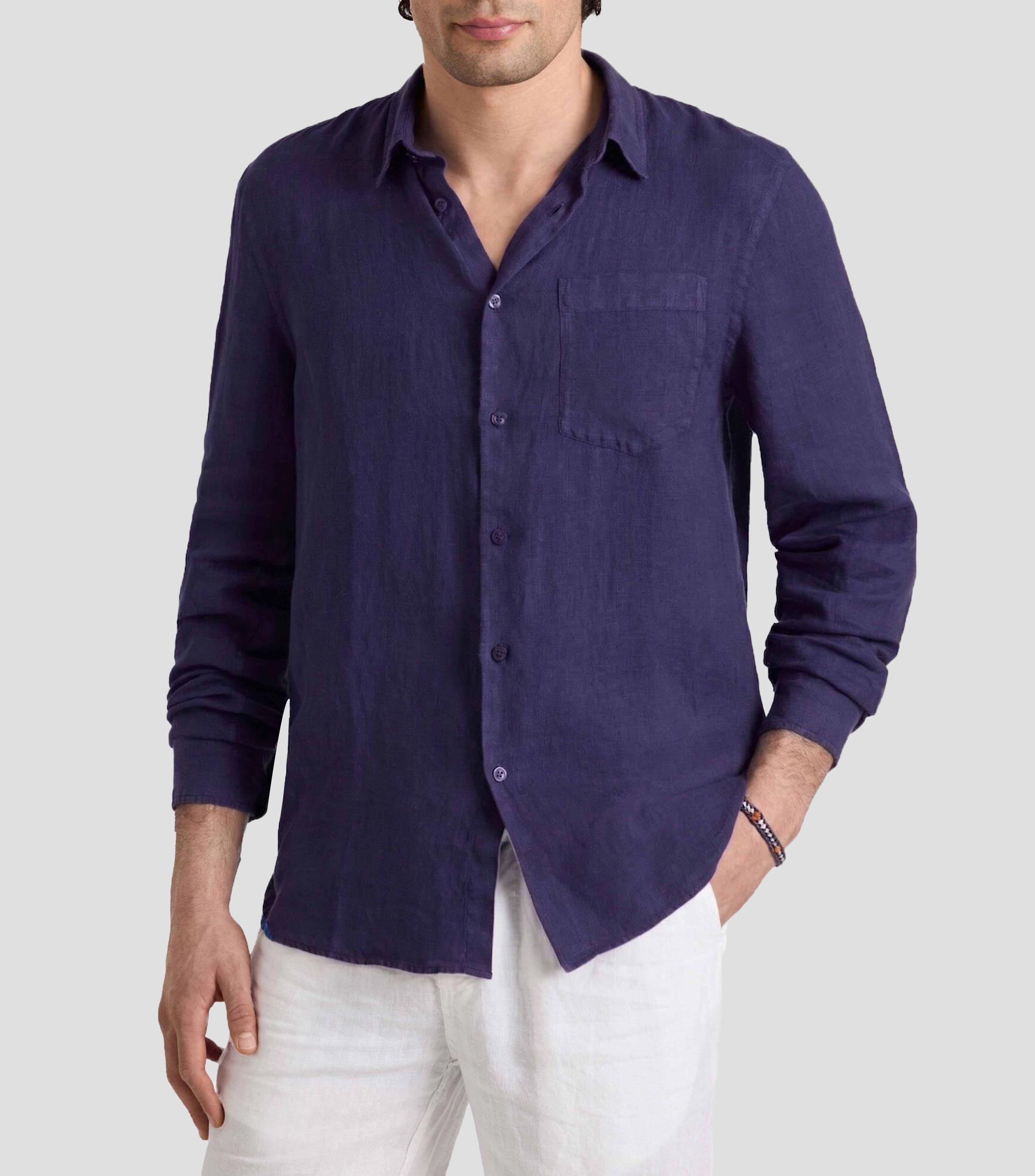 Camisa lisa manga larga Hombre